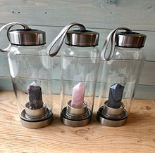 Load image into Gallery viewer, Labradorite - Strengthening - Crystal Infused Glass Water Bottle