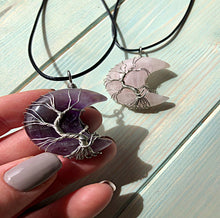 Load image into Gallery viewer, Tree of Life Wire Wrapped Moon Pendant