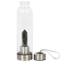 Load image into Gallery viewer, Labradorite - Strengthening - Crystal Infused Glass Water Bottle