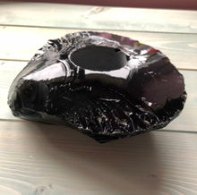 Load image into Gallery viewer, Raw Black Obsidian Tealight Holder