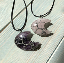Load image into Gallery viewer, Tree of Life Wire Wrapped Moon Pendant