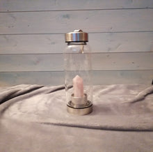 Load image into Gallery viewer, Rose Quartz - Purifying - Crystal Infused Glass Water Bottle