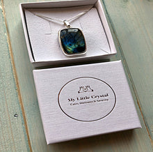 Load image into Gallery viewer, Labradorite Square Sterling Silver Pendant