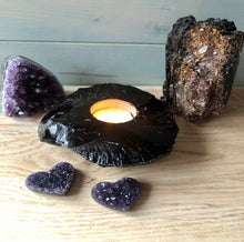Load image into Gallery viewer, Raw Black Obsidian Tealight Holder