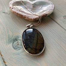 Load image into Gallery viewer, Labradorite Large Oval Silver Pendant