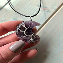 Load image into Gallery viewer, Tree of Life Wire Wrapped Moon Pendant