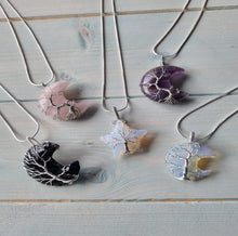 Load image into Gallery viewer, Tree of Life Wire Wrapped Moon Pendant