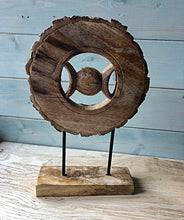 Load image into Gallery viewer, Wood Slice Triple Moon Ornament
