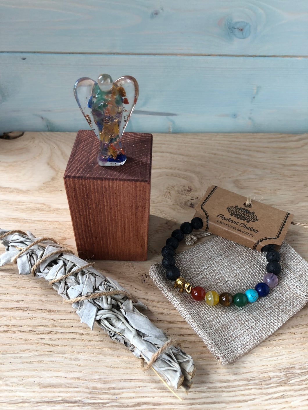 Chakra Gift Set - Chakra Bracelet & Orgonite Angel