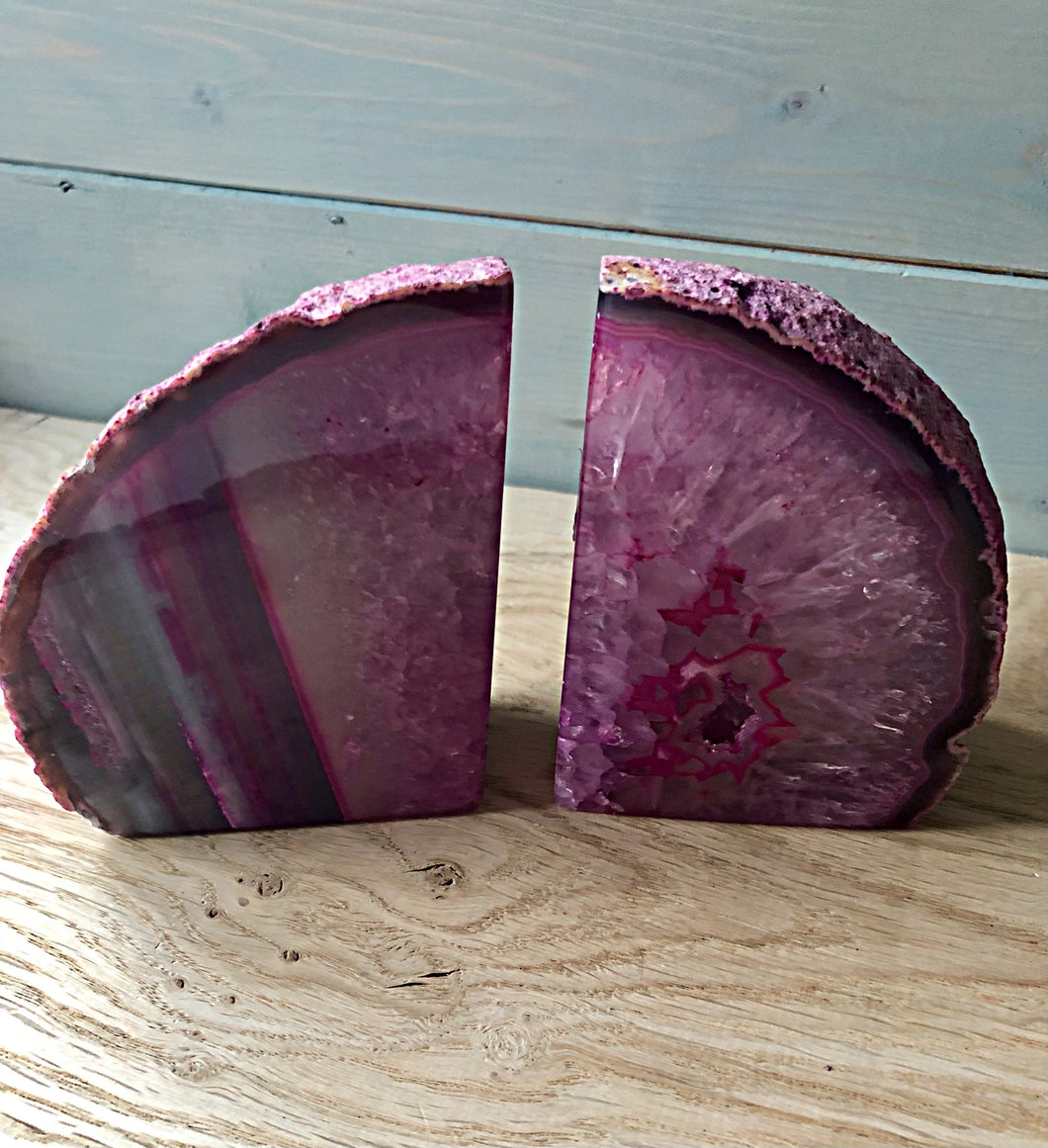 Pair of Agate Bookends - Pink