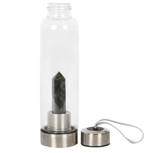 Load image into Gallery viewer, Labradorite - Strengthening - Crystal Infused Glass Water Bottle

