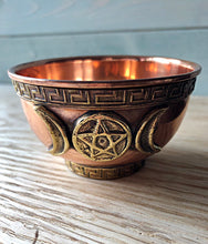 Load image into Gallery viewer, Triple Moon Brass Offering Bowl
