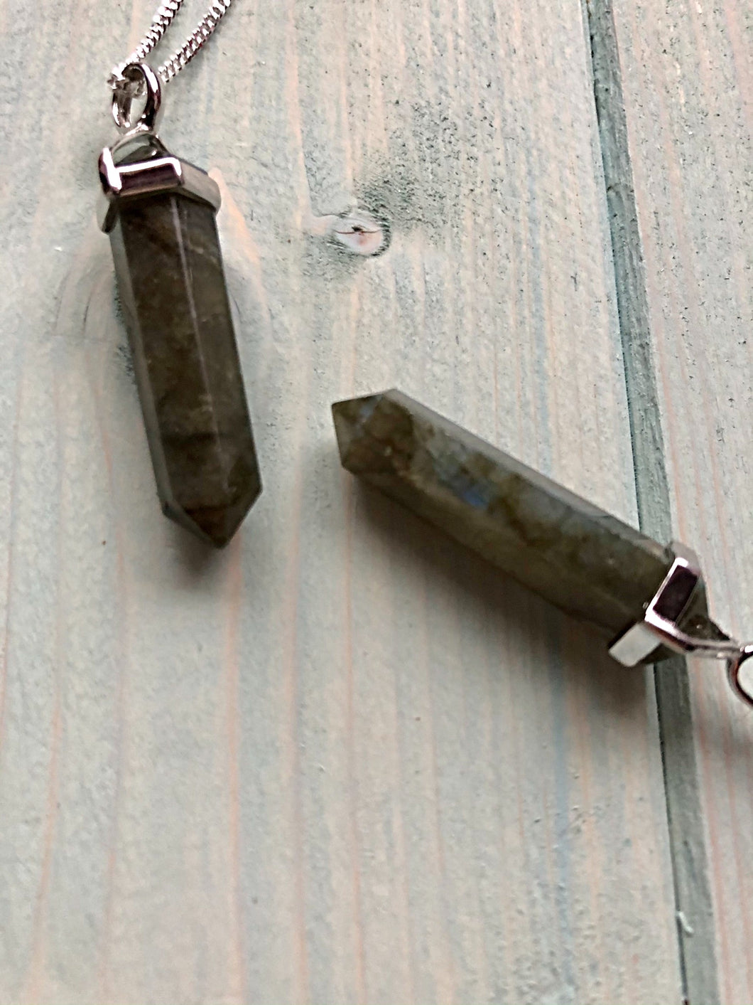 Labradorite Point Pendant in Sterling Silver Setting
