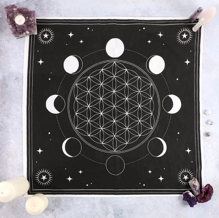 Moon Phase Crystal Grid Altar Cloth