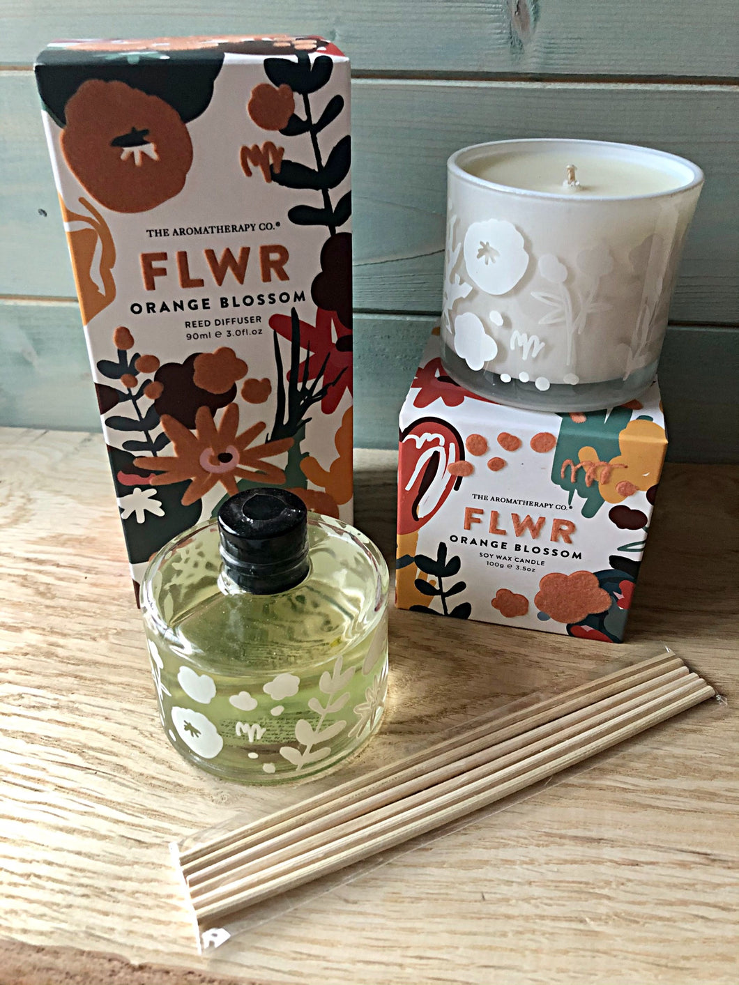 FLWR Orange Blossom Candle & Diffuser Luxury Gift Set