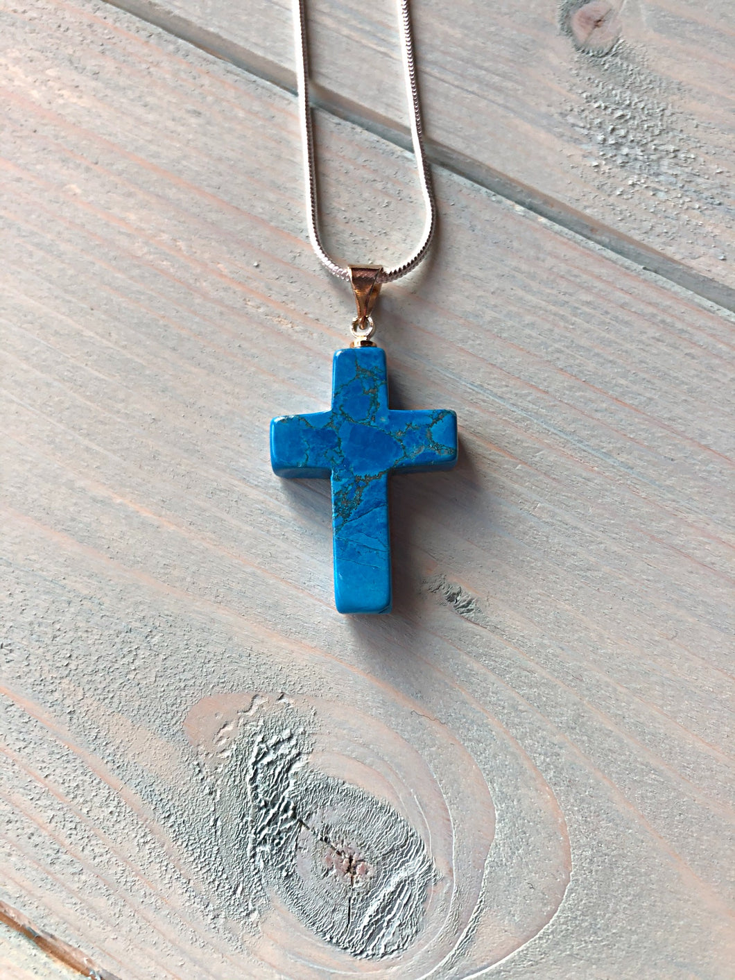 Blue Howlite Cross Pendant