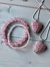 Load image into Gallery viewer, Rose Quartz Tree of Life Heart Pendant
