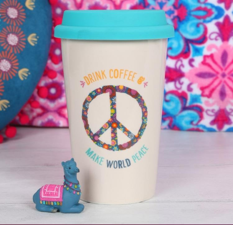 Drink Coffee, Make World Peace Travel Mug