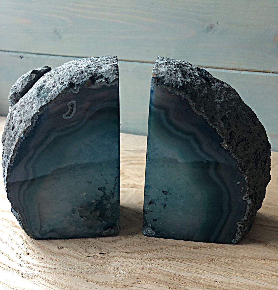 Pair of Agate Bookends - Teal