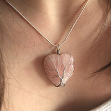 Load image into Gallery viewer, Rose Quartz Tree of Life Heart Pendant
