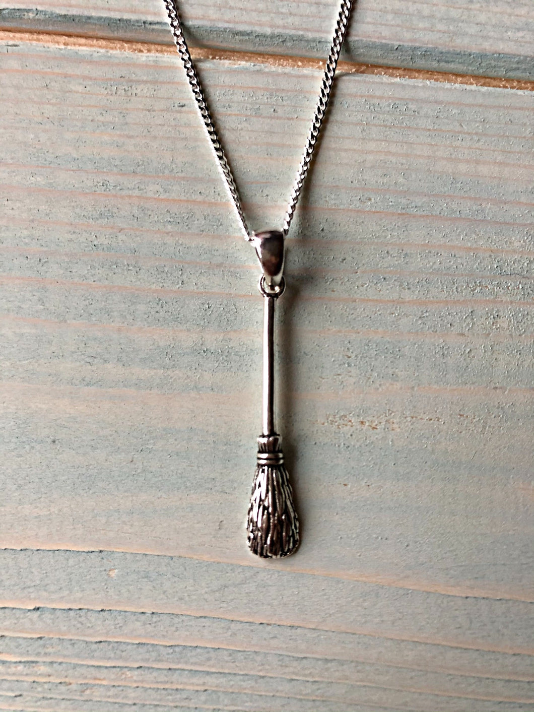 Witches Broomstick Sterling Silver Pendant