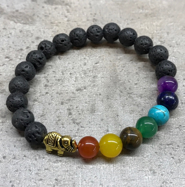Elephant Chakra Lava Stone Bracelet