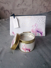Load image into Gallery viewer, Flamingo Orange &amp; Jasmine Gold Tin Candle
