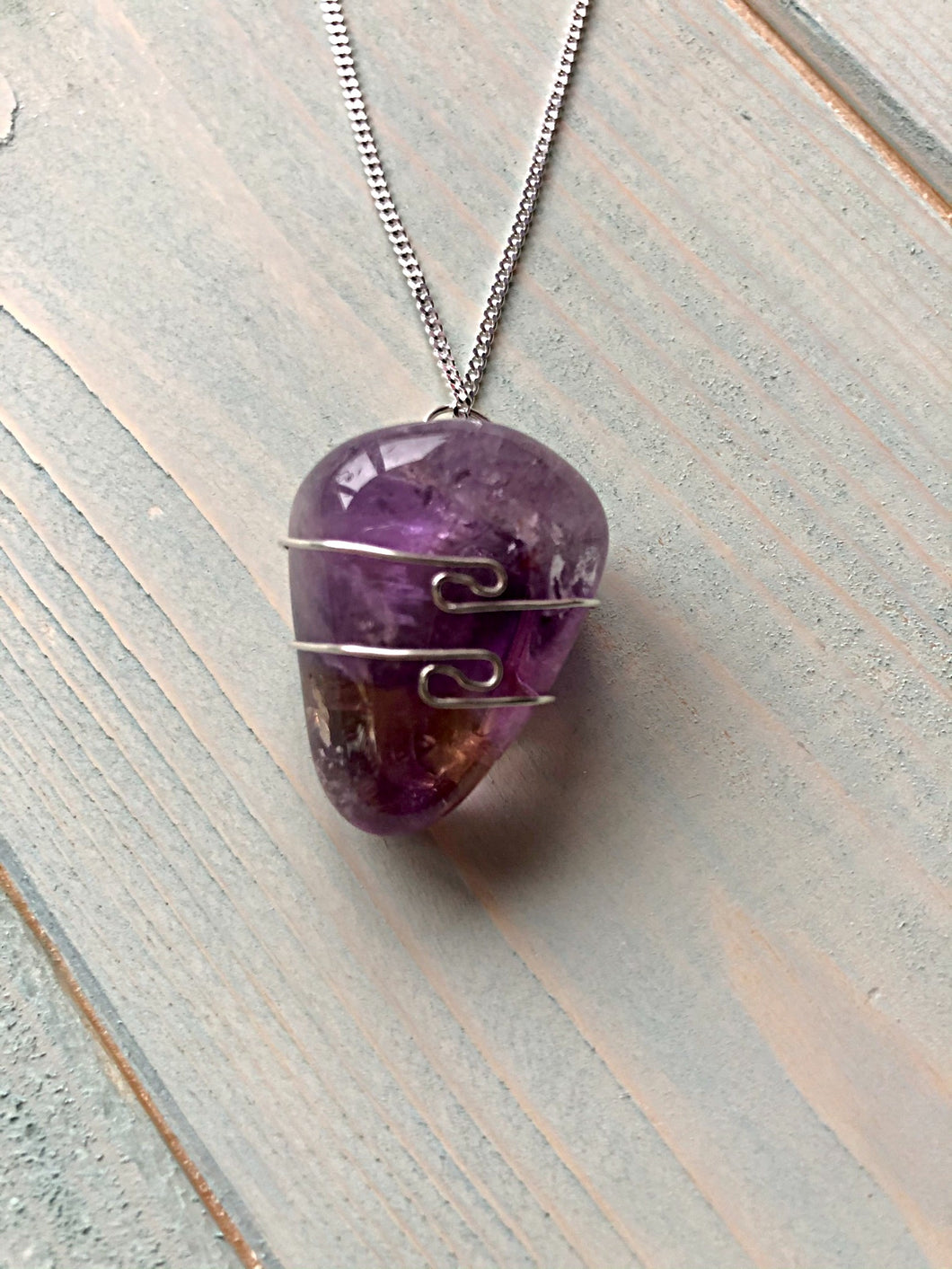 Ametrine Wire Wrap Silver Pendant