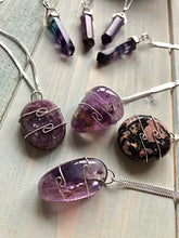 Load image into Gallery viewer, Lepidolite Wire Wrap Silver Pendant
