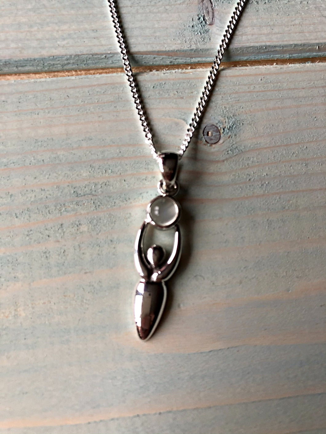 Goddess Moonstone Pendant in Sterling Silver