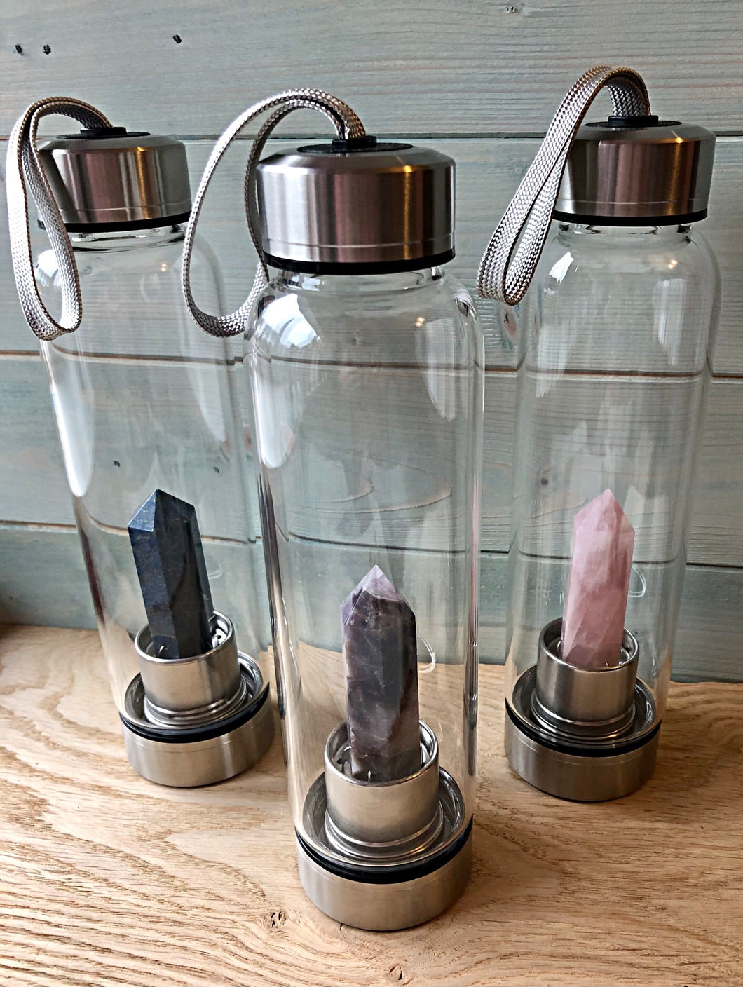 Amethyst - Calming - Crystal Infused Glass Water Bottle