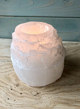 Load image into Gallery viewer, Selenite Tower Tealight Holder
