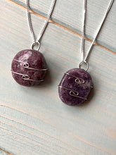 Load image into Gallery viewer, Lepidolite Wire Wrap Silver Pendant
