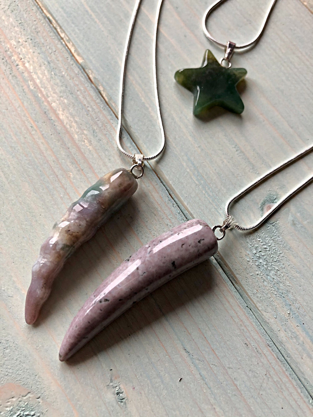 Ocean Jasper Unicorn Horn Pendant