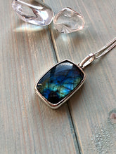 Load image into Gallery viewer, Labradorite Square Sterling Silver Pendant
