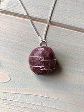Load image into Gallery viewer, Lepidolite Wire Wrap Silver Pendant
