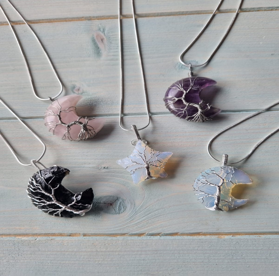 Tree of Life Wire Wrapped Moon Pendant