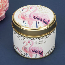 Load image into Gallery viewer, Flamingo Orange &amp; Jasmine Gold Tin Candle
